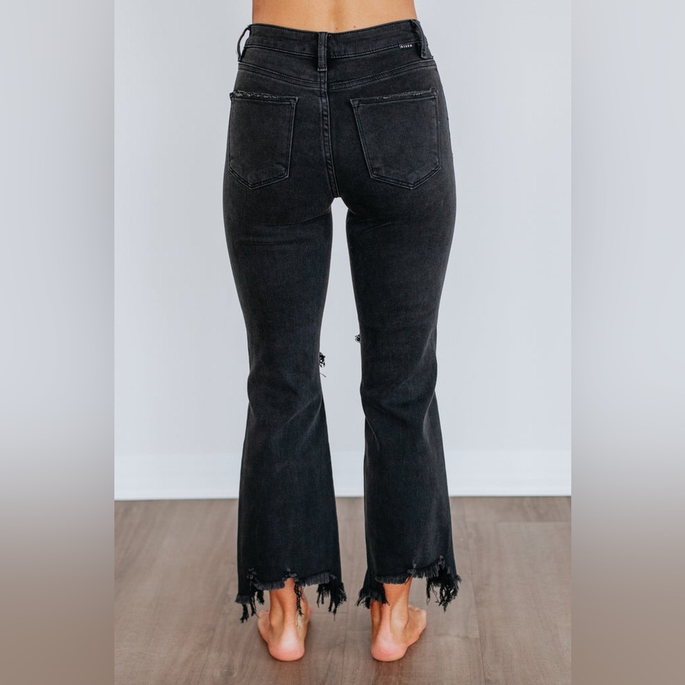 Risen Jeans Edgy Black Distressed Women's Jeans - Picture 2 of 5